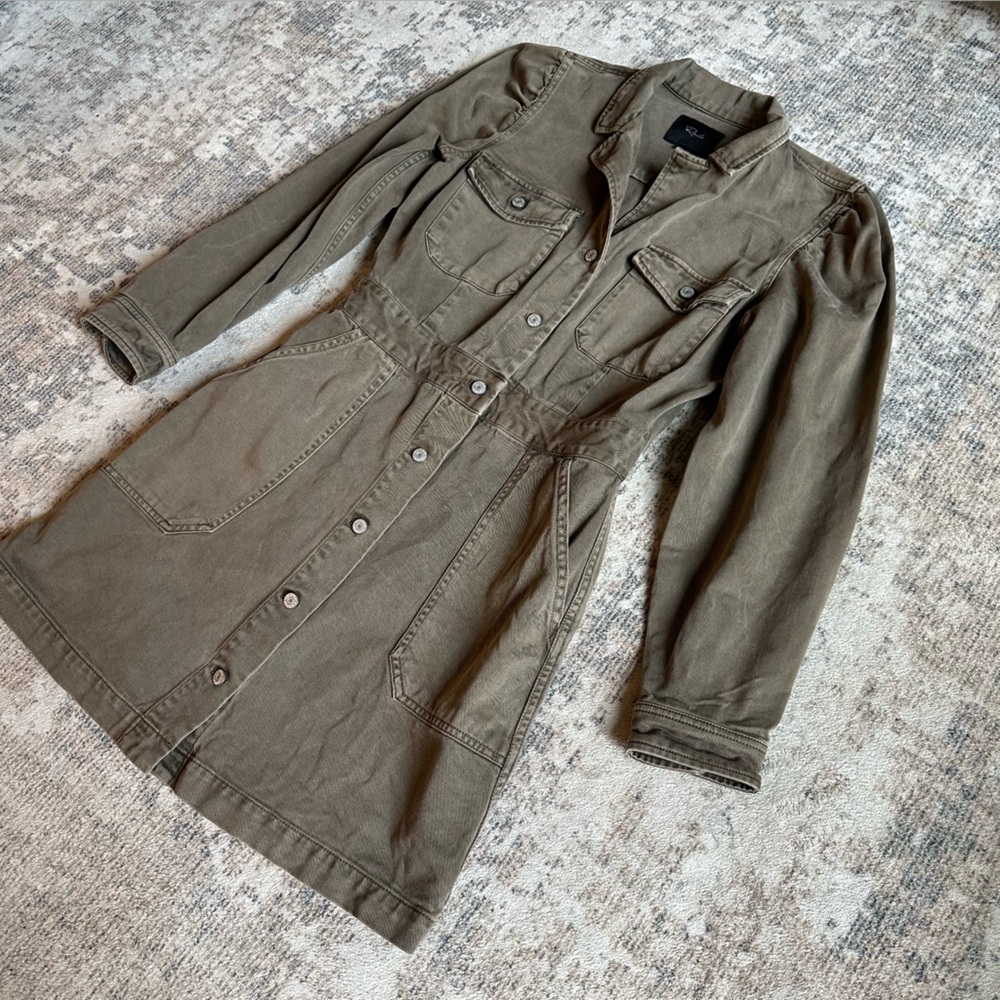 Rails Utility Shirt Dress Olive Green Button Front‎ Mini Dress Size Small - Picture 4 of 8